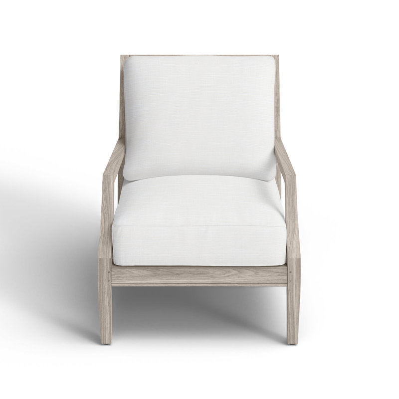Chaise longue en teck Haley - Huître, Teck huître, InsideOut® Rollo ‑ lin dentelle, Pas de passepoil + bourre standard