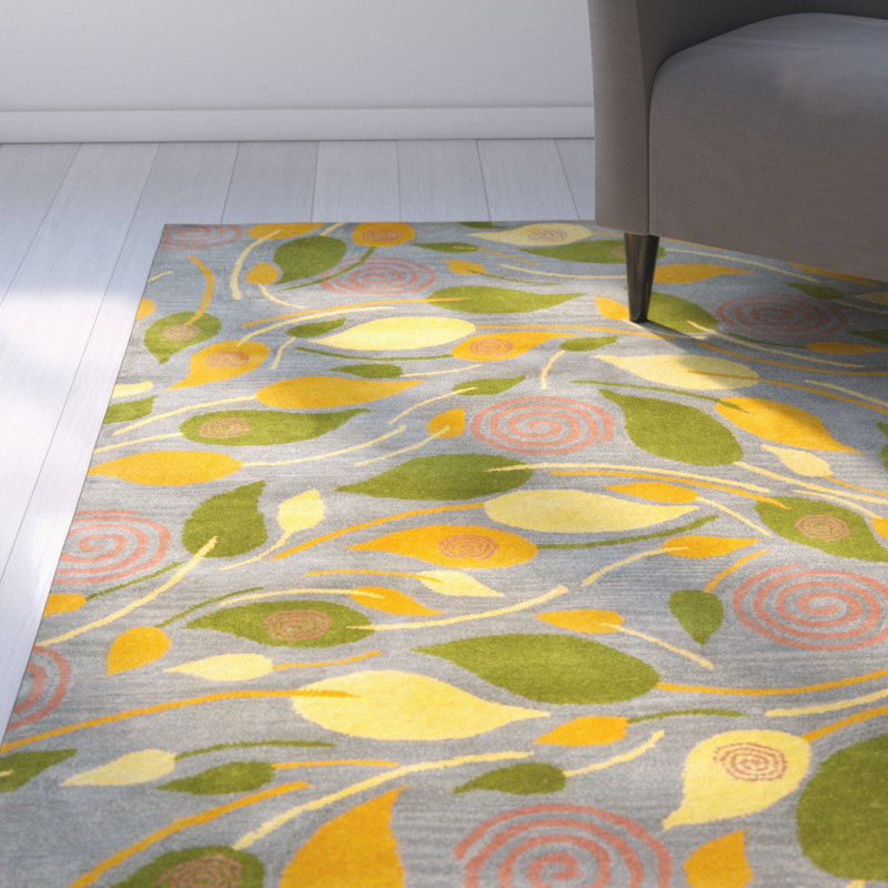 Tapis gris en laine touffeté à la main Avayah, Rectangle de 5 pi x 8 pi