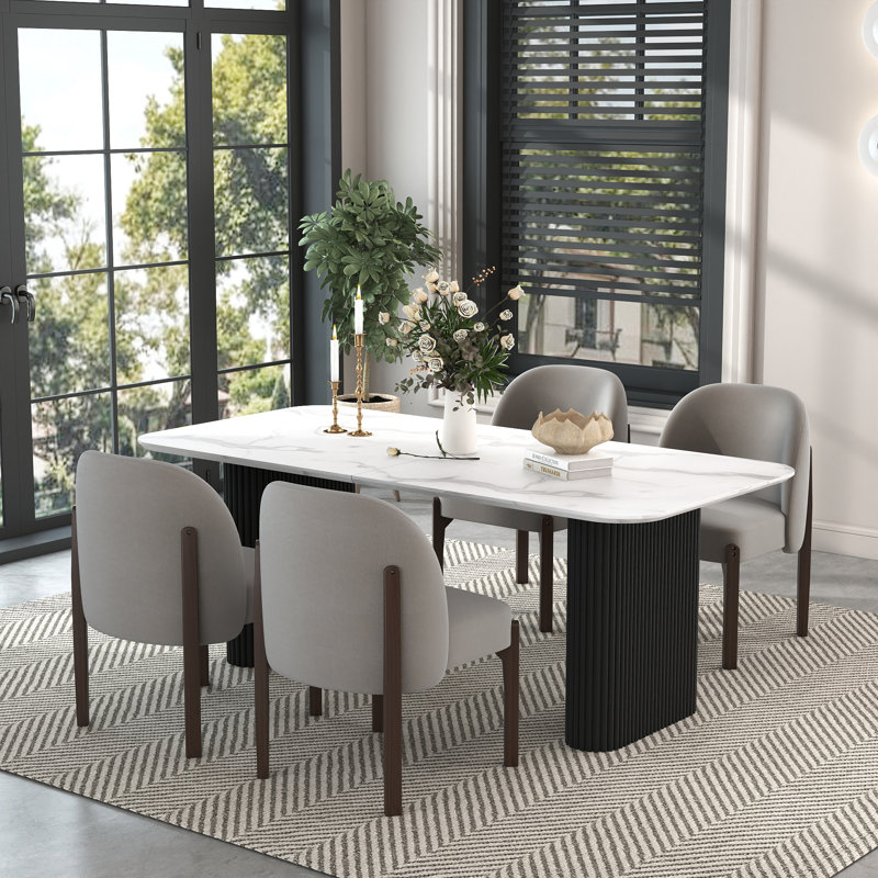 Ensemble de table à manger moderne avec chaises rembourrées 4/6, ensemble de cuisine de ferme pour petits espaces, dinging, cuisine