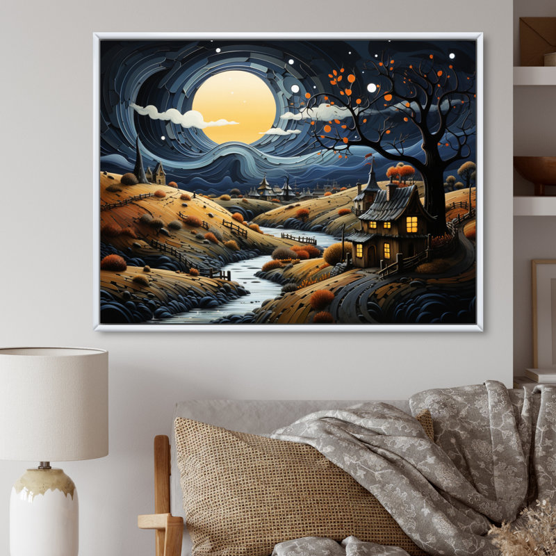 " Countryside Moody Skies II ", White Floater Framed, 30" H x 40" W x 1.5" D