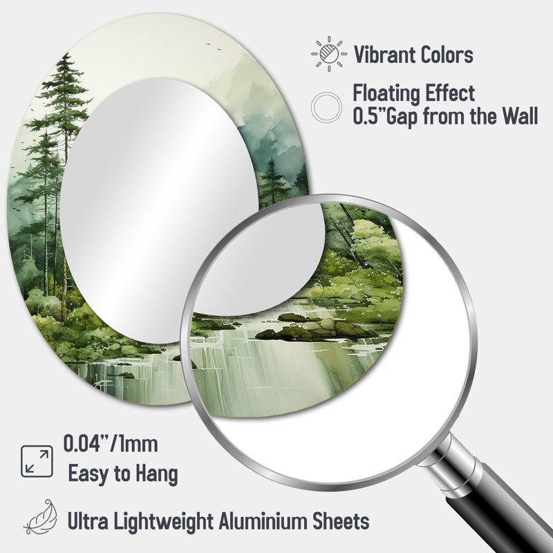 Forest Enigmatic Forest - Large Oval Wall Mirror On Metal, 43" x 33"