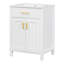 Meuble-lavabo de 24 po avec lavabo en céramique compact de luxe. L 24,2 po x P 18,5 po x H 34 po. Cadre en bois massif, portes. Ornements dorés. Tablettes de rangement spacieuses. Tablette réglable. Armoire moderne, compacte et élégante-908864163