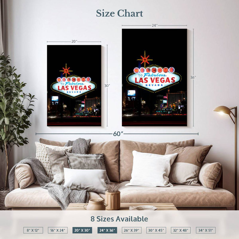 Aime Las Vegas Sign At Night, 36" H x 24" W