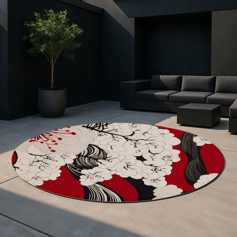 Tapis intérieur et extérieur Golden Sakura, Rond 5 pi