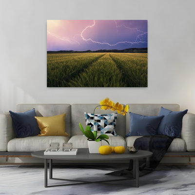 «Lightning Dramatic Abstract Contemporary Landscape Nature», reproduction d'art murale