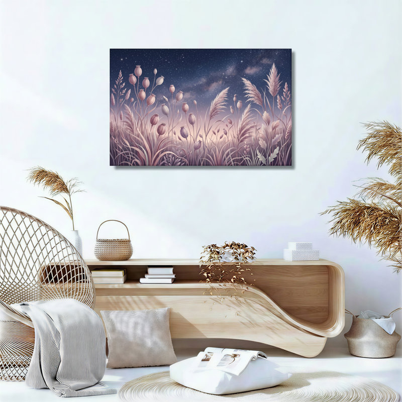 Ensemble de 1 tableau sur toile représentant un ciel nocturne, H 24 po x l 36 po, Toile tendue