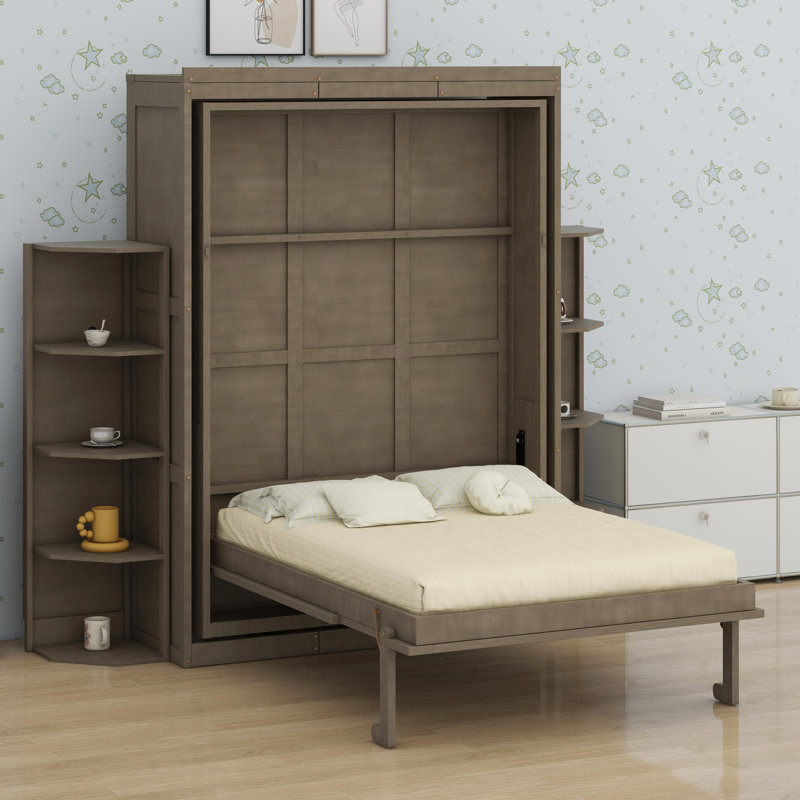 Lit escamotable avec armoire murale cachée, Grey