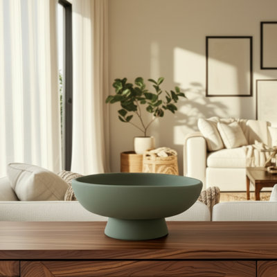 Bol Poterie Base en terre cuite piédestal pour bureau à domicile, salon, décoration moderne et décontractée - 5 po vert