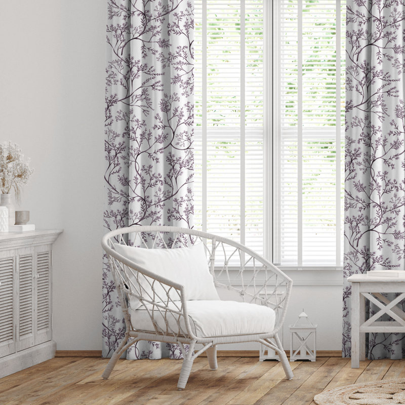 Tinsley Plum Cotton Rod Pocket Drapery Panel Set of 2, 50" W x 108" L