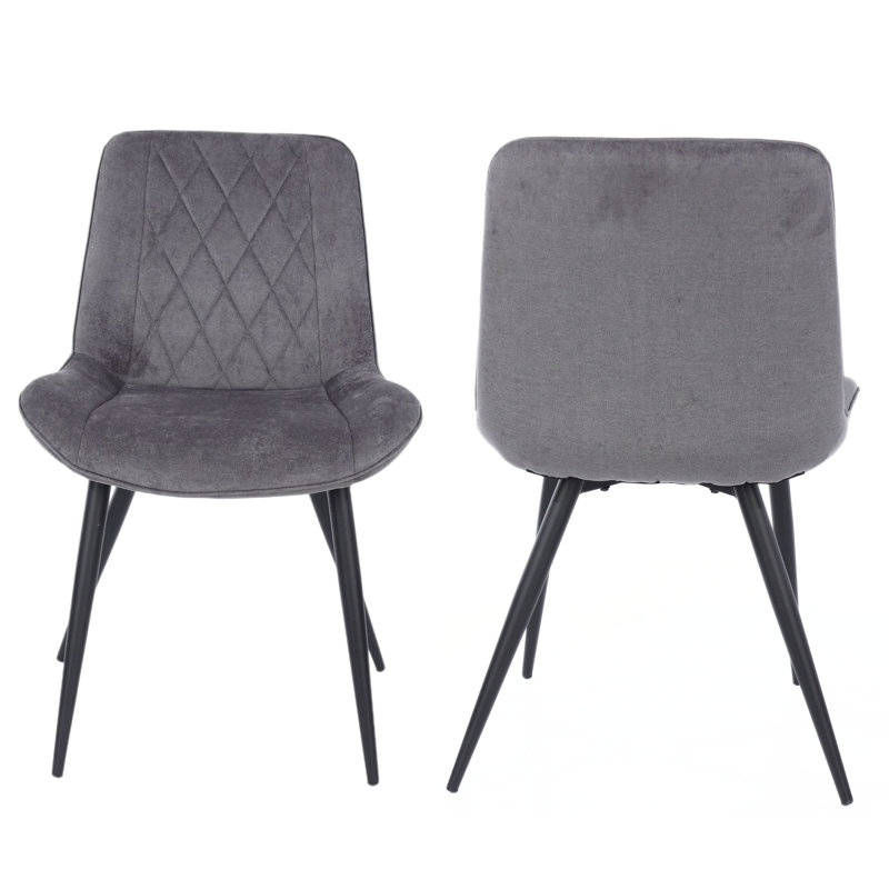 Aspen 5-Piece Casual Dining Set - Square Dining Table & Four Upholstered Diamond Fabric Chairs, Grey Oak, Grey