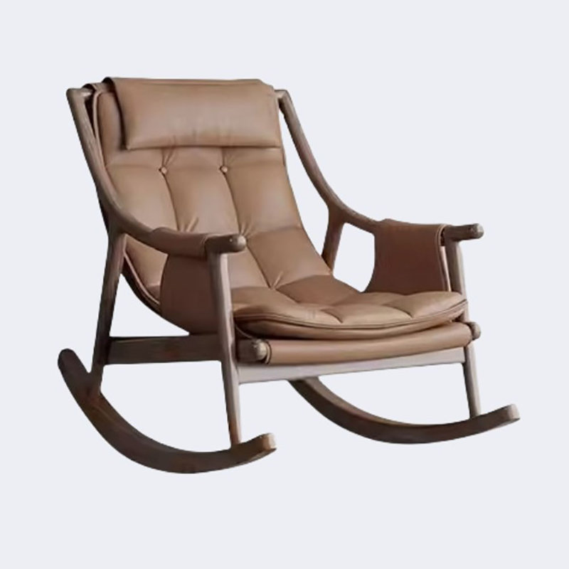 Nordic solid wood adjustable rocking chair Solid Wood, Light Coffee