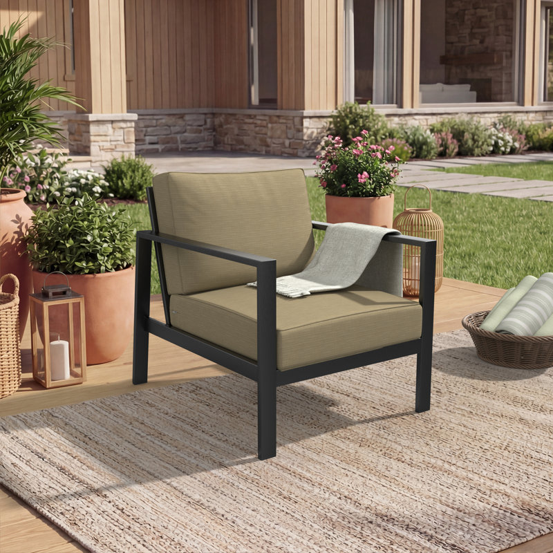 Sunbrella® Outdoor Deep Seating Louge Chair Cushion, 23" W x 25" D, Clock Out Cloud