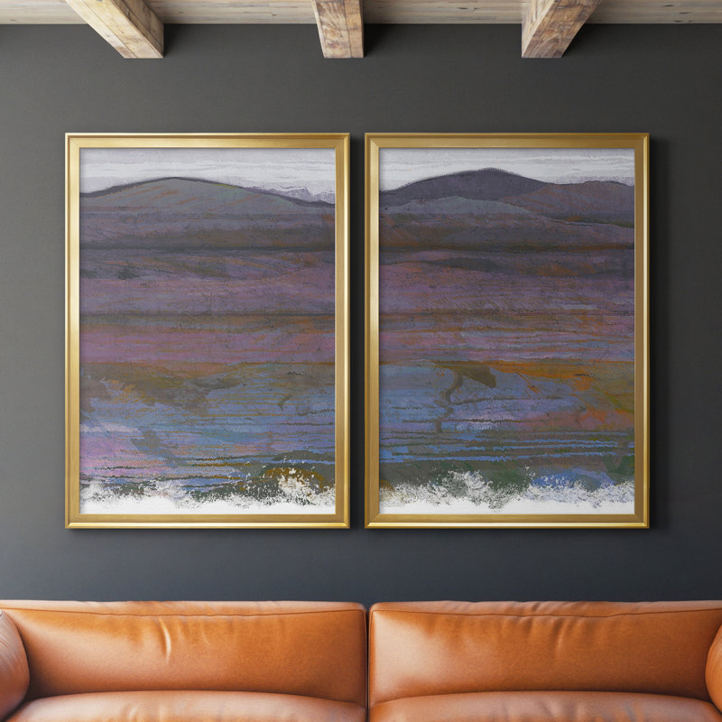 «Majestic Mountains I», ensemble de 2 peintures sur toile encadrées, Or, H 30,5 po x l 85 po x P 1,5 po