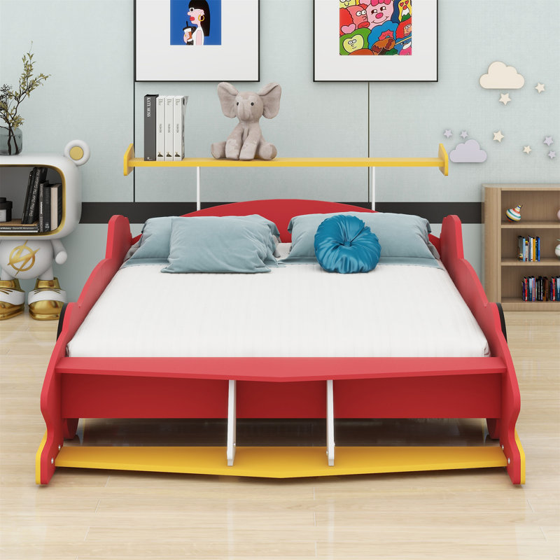 Lit plateforme avec roulettes Race, Double, Rouge
