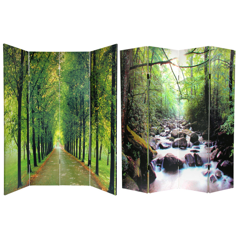 70.88" x 63" Double Sided Path of Life 4 Panel Room Divider, 71" H x 96" W x 1 "D