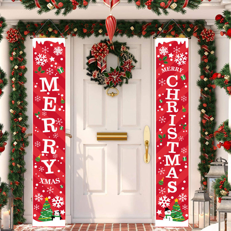 Kbndieu Christmas Couplet Door Curtain Custom Party Decoration Door Cover Christmas Flag Background Cloth