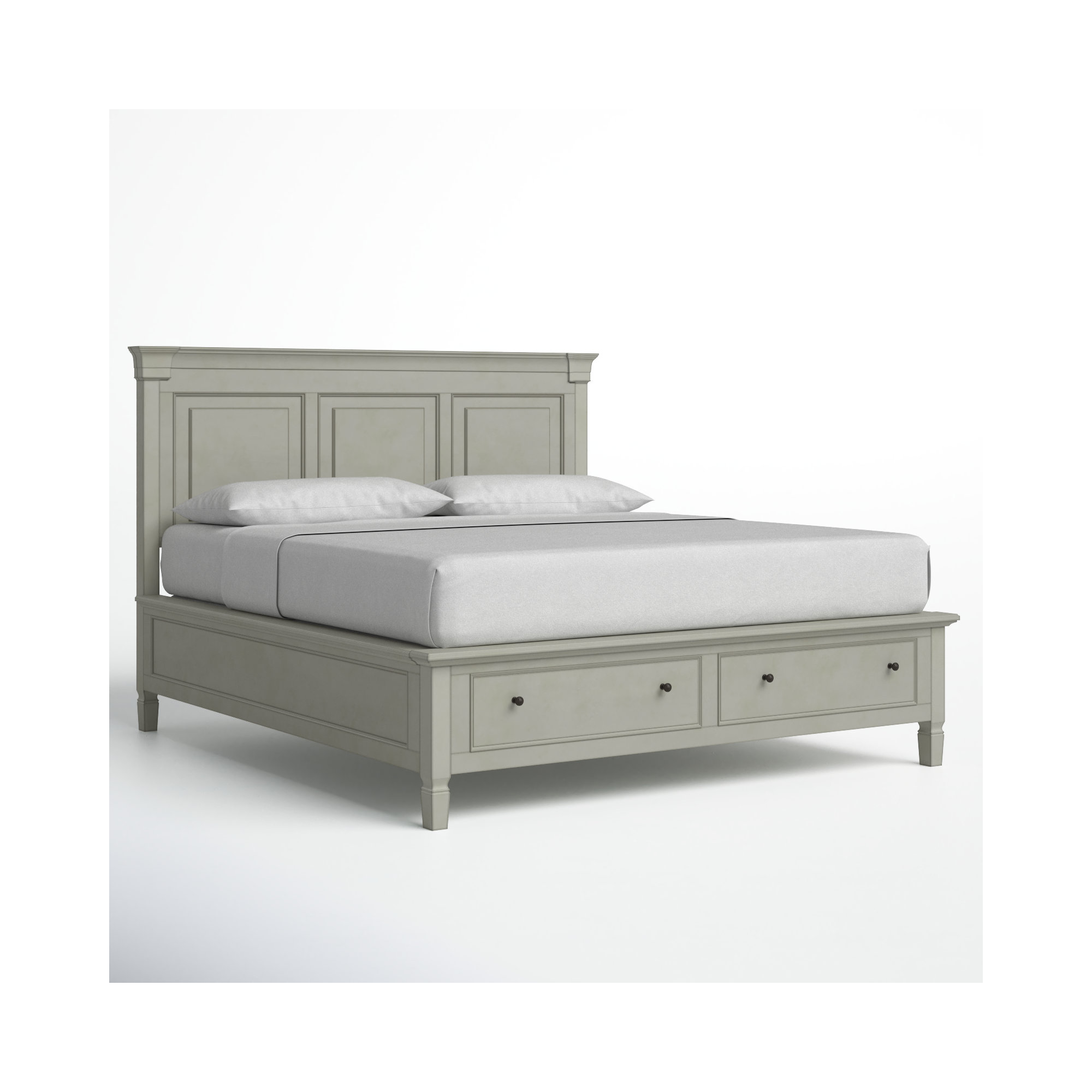 Mahler Solid Wood Storage Bed, Cotton-hued, Queen