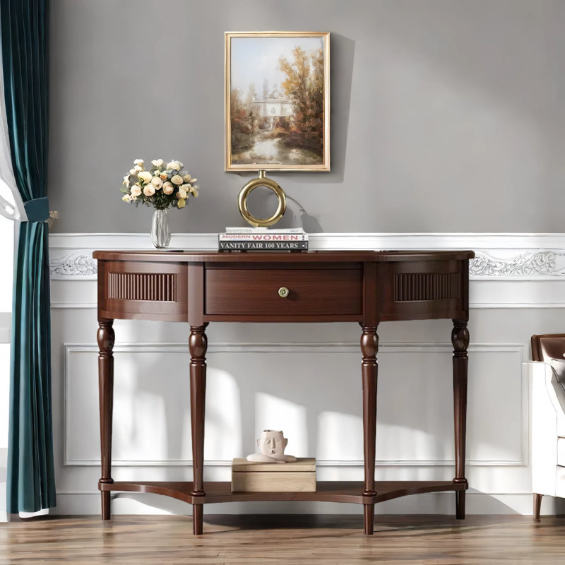 American  Solid Wood  Entryway Console, 33.5" H x 51.2" W x 15.7" D, Dark Brown