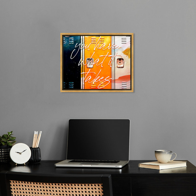 «Painted Lockers», impression de citations sur toile par Notoriart, Cadre doré, H 17 po x l 21 po