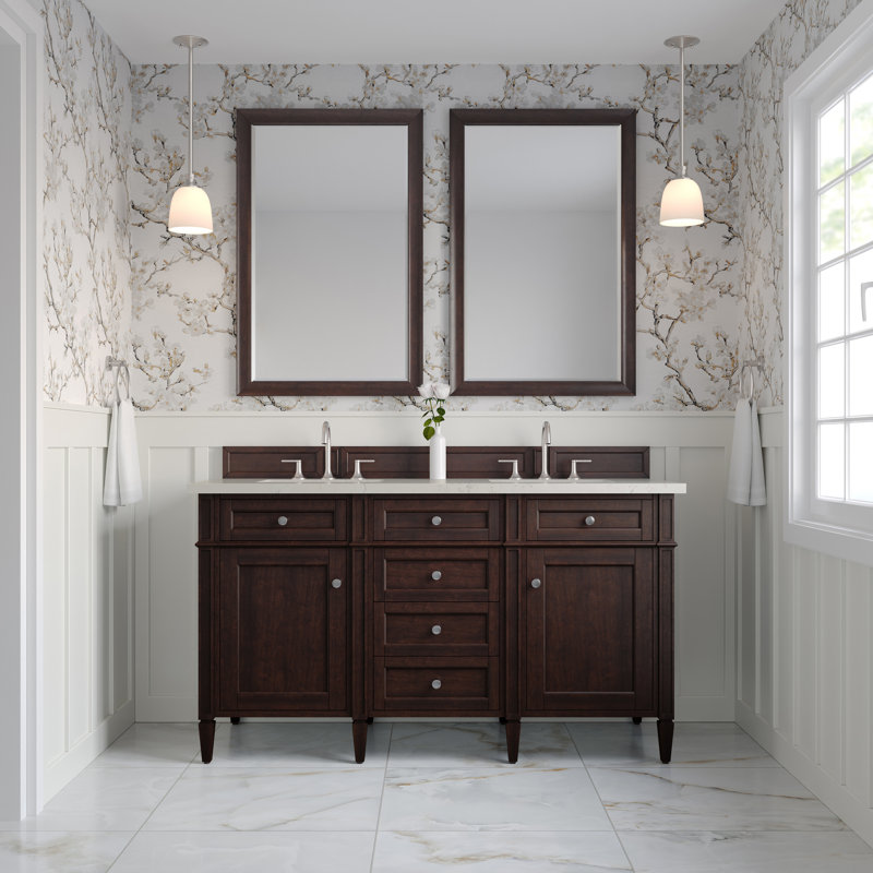 Ensemble de meuble-lavabo double 60 po Dussault, Pacane, Sibérien, 8 po