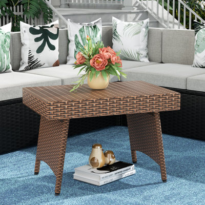 Anisley Rectangular Polyethylene (PE) Wicker Outdoor Folding Side Table