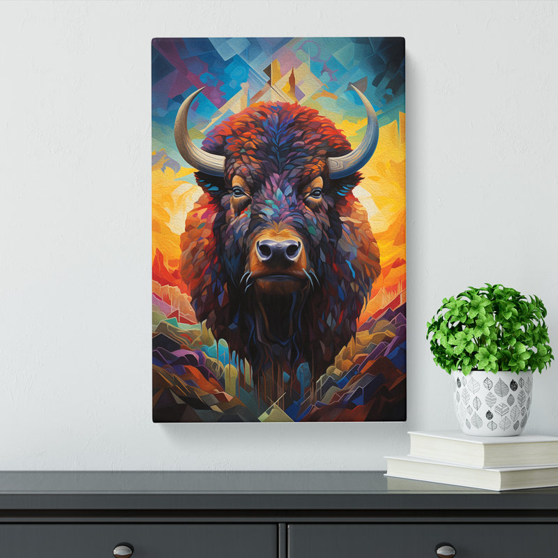 Buffalo Orphism No.3 - Print on Canvas, 60cm H x 40cm W x 3cm D