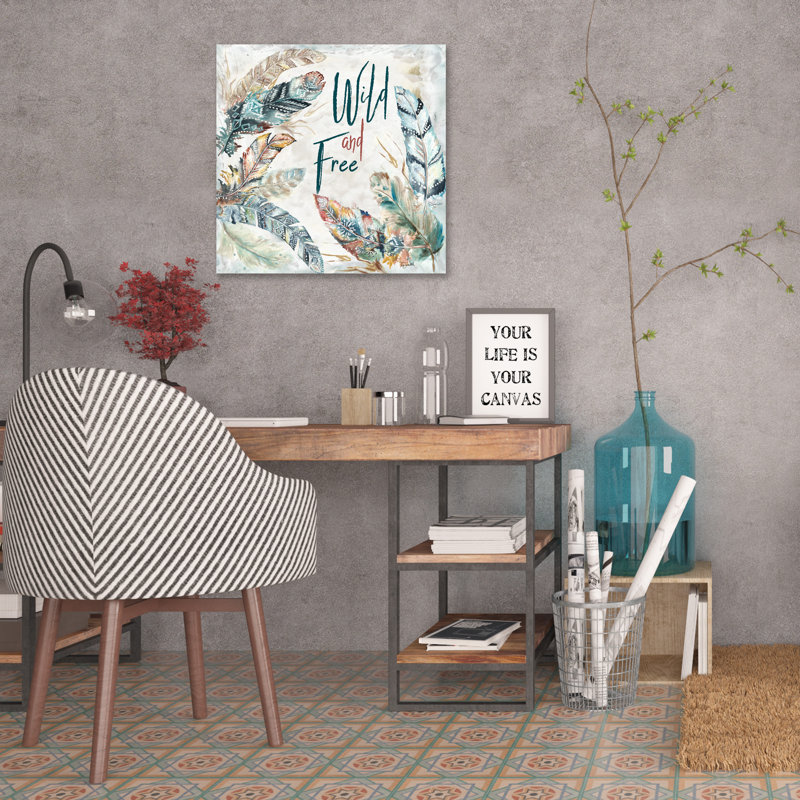 Tribal Feathers: Wild And Free by Tre Sorelle Studios - Wrapped Canvas Painting, 30 cm H x 30 cm W