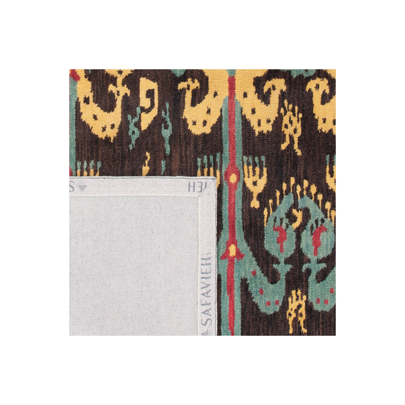 Kline Ikat Hand Tufted Wool Ikat Rug, Square 6'