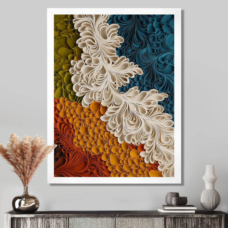 Noveta - Abstract Wall Art Living Room, H 40 po x l 30 po, Reproduction encadrée d'une seule photo, Blanc