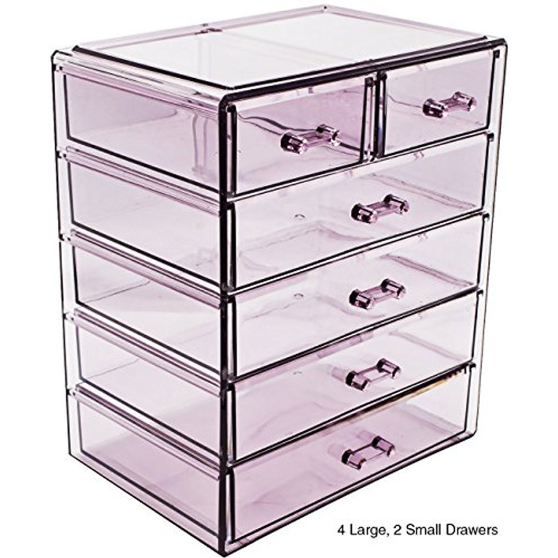Purple Clear Acrylic 7-Drawer Makeup and Jewelry Organizer