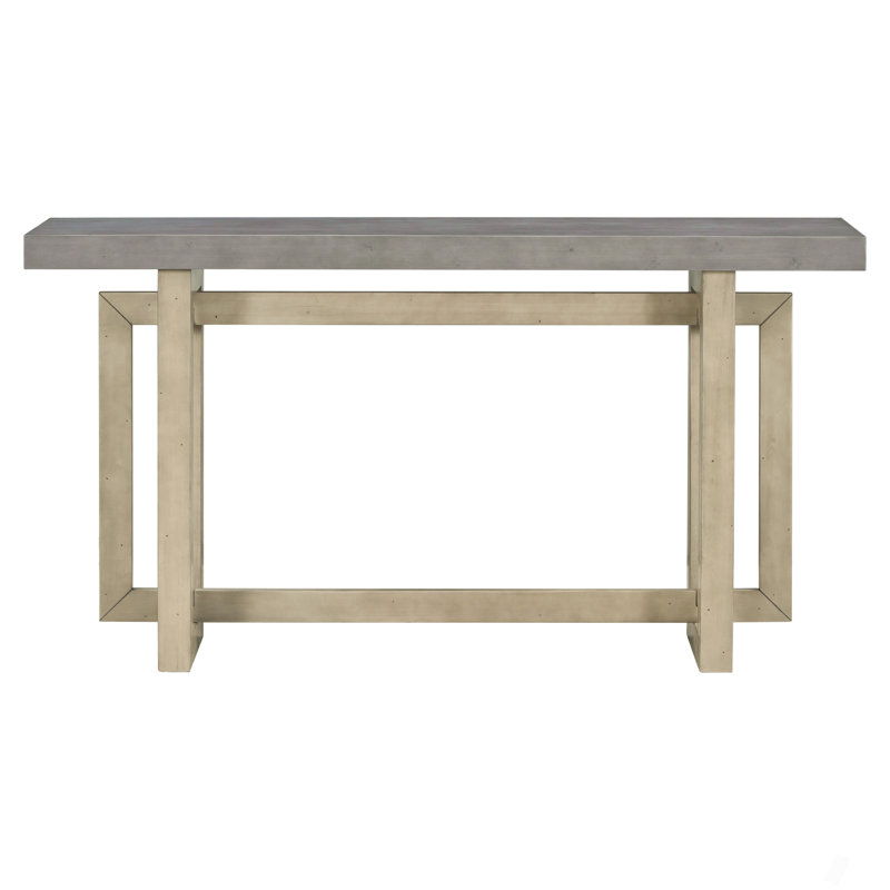 59.2'' Painted Entryway Table With Pine Veneer,Unique Triple Rectangle Design Console Table With Thick Pine Wood Legs,Extra Long Sofa Table Versatile For Hallway, Living Room,Kitchen