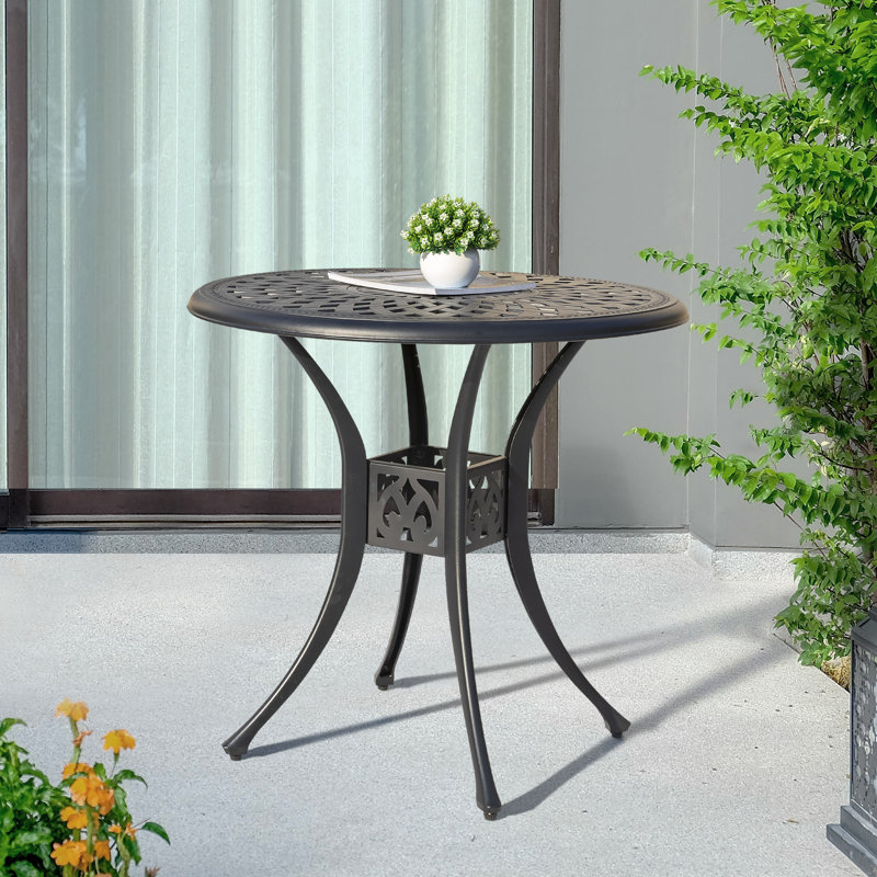 Outdoor 31'' Round Cast Aluminum Bistro Table with 1.97'' Umbrella Hole