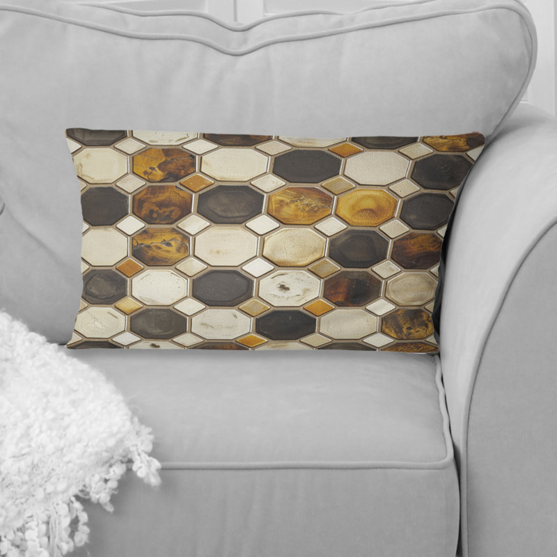 Coussin brun hexagone IV - Mid-Century