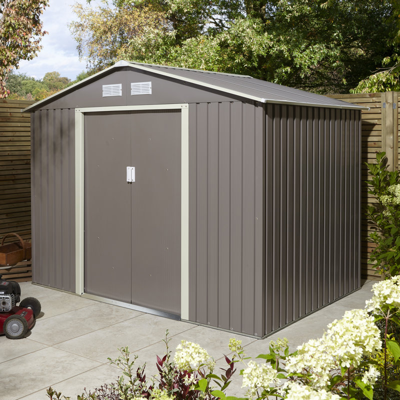 Trentvale 8X6 Metal Apex Shed Light Grey, Light Grey