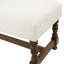 Banc Blaseio en tissu crème avec pieds tournés en bois brun traditionnel