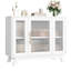 Buffet moderne avec portes en verre cannelé, armoire de rangement 36 po avec tablette réglable, armoire à café en bois, armoire d'appoint pour la cuisine, le salon