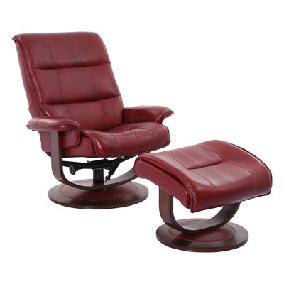 34" Upholstered Manual Reclining Swivel Chair and Ottoman with Flared Arms