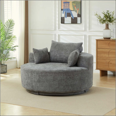 Fauteuil pivotant simple en mousse de chenille, canapé moderne moelleux, fauteuil pivotant à 360 degrés pour le salon, la chambre à coucher, le salon et la salle de projection