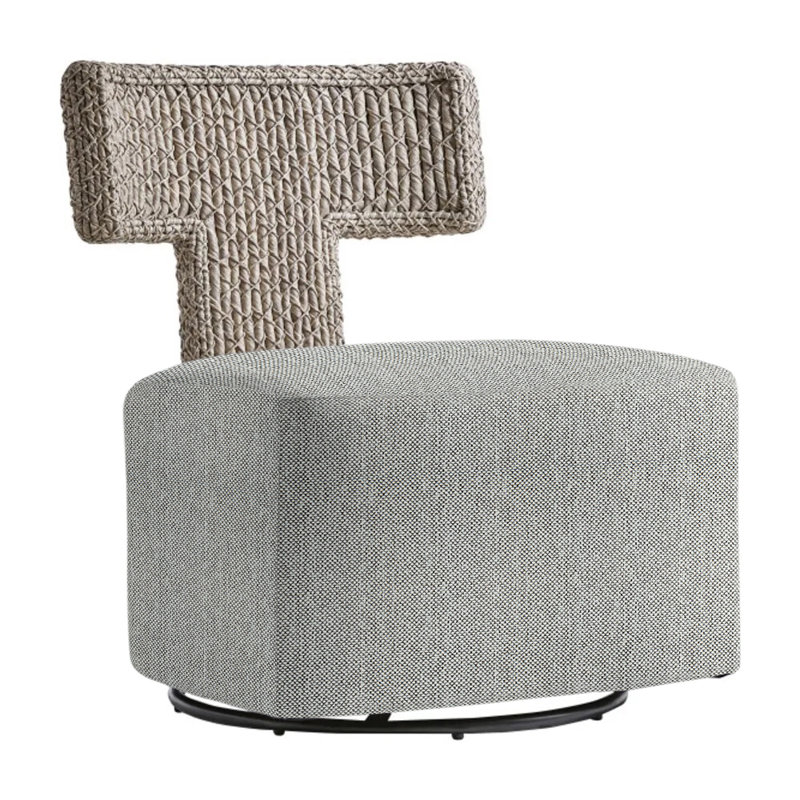 Cabo Outdoor Swivel Lounge Chair, Light Grey/Dark Grey Linen 6032-110
