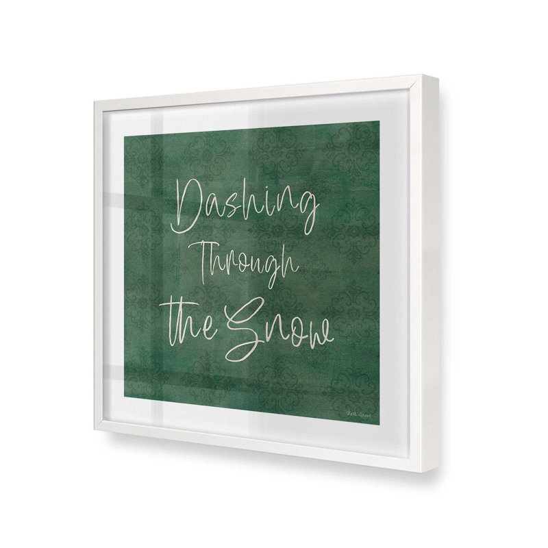Imprimé Dashing Through the Snow, Cadre simple opaque blanc, bois massif, H 21,5 po x l 21,5 po