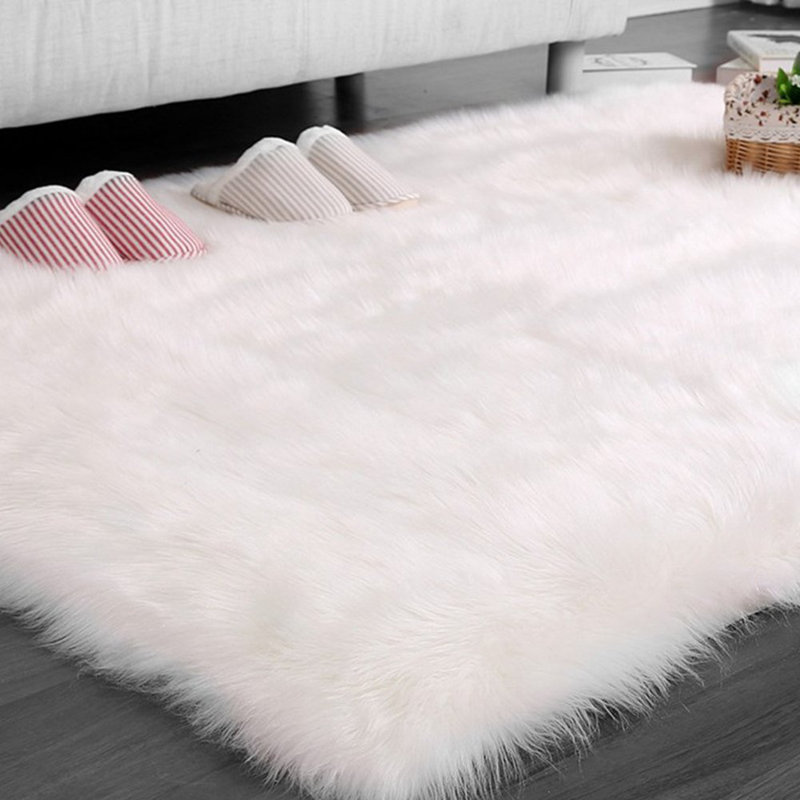Tapis en fausse fourrure blanc Girault, Rond 4 pi