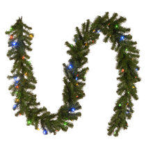 Glittery Bristle 108'' in. Lighted Faux Garland