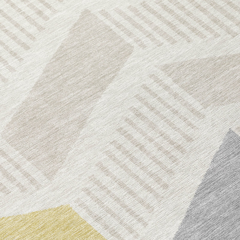 Machine Washable Indoor/Outdoor Chantille ACN2911 Geometric Rug, Ivory, 8' Round