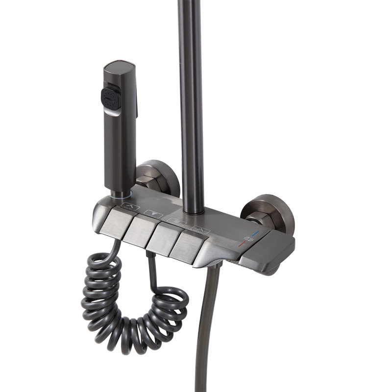 Wall-Mount Bathroom Piano-Key Panel Shower System Set