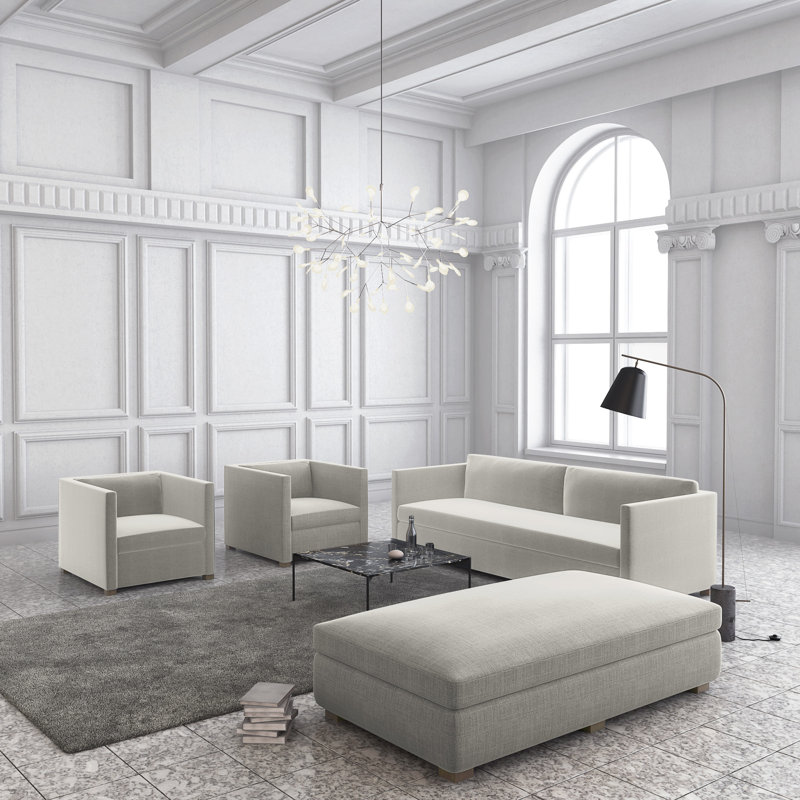 Canapé Madison, Albâtre de lin à tissage carré, H 33 po x l 84 po x P 41 po, Patiné