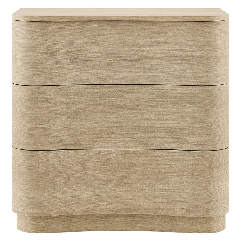 Commode compacte incurvée à 3 tiroirs Mirae, Chêne clair brossé