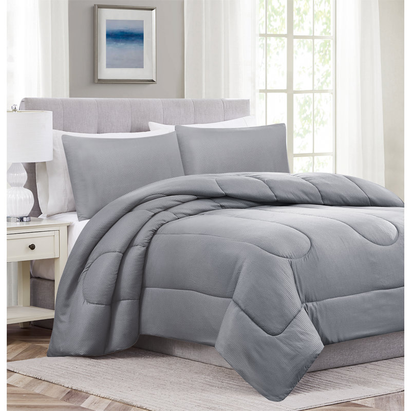 Édredon en microfibre 3 pièces, Édredon très grand, Gris anthracite