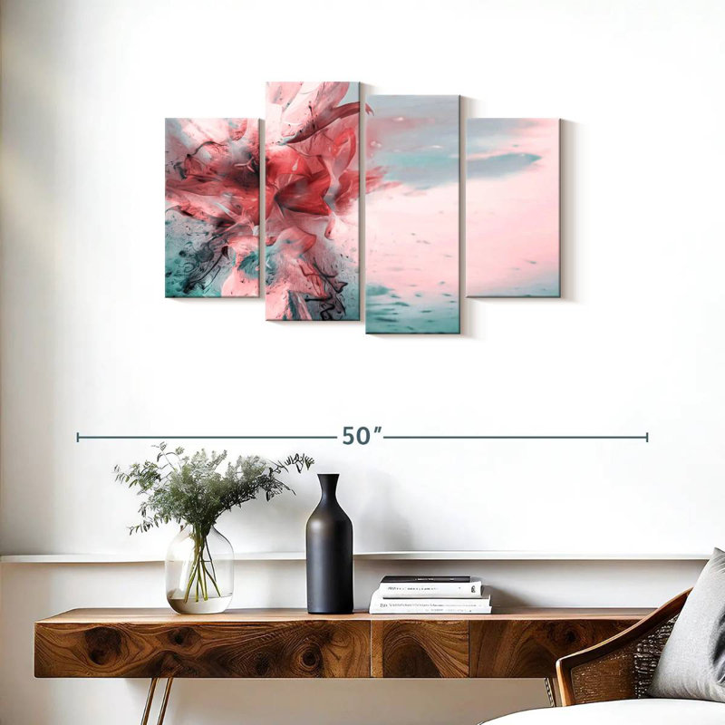 Avery Pink And Teal Lilies, 22" H x 36" W