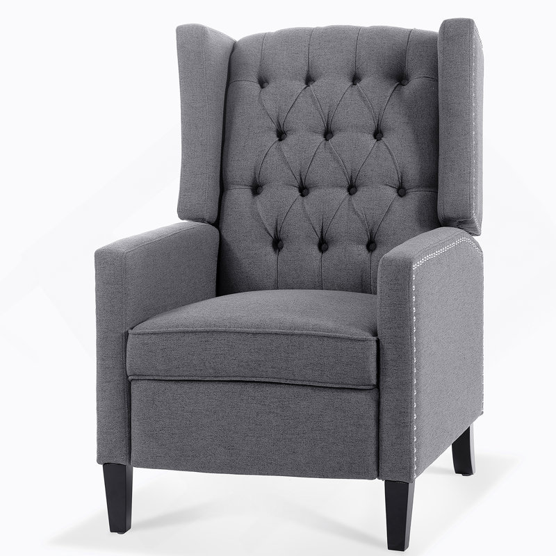 27.16" Wide Manual Wing Chair Recliner, Gray, Manual - Push Back