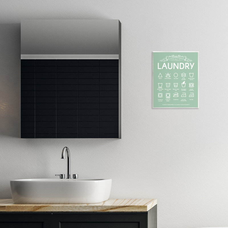 «Green Vintage Laundry Guide», plaque murale avec lettres et lignes